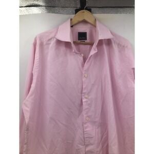 David Donahue Trim Fit Long Sleeve Button Down Pink Shirt Men's Size 17.5/36/37
